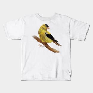 Perched American Goldfinch Kids T-Shirt